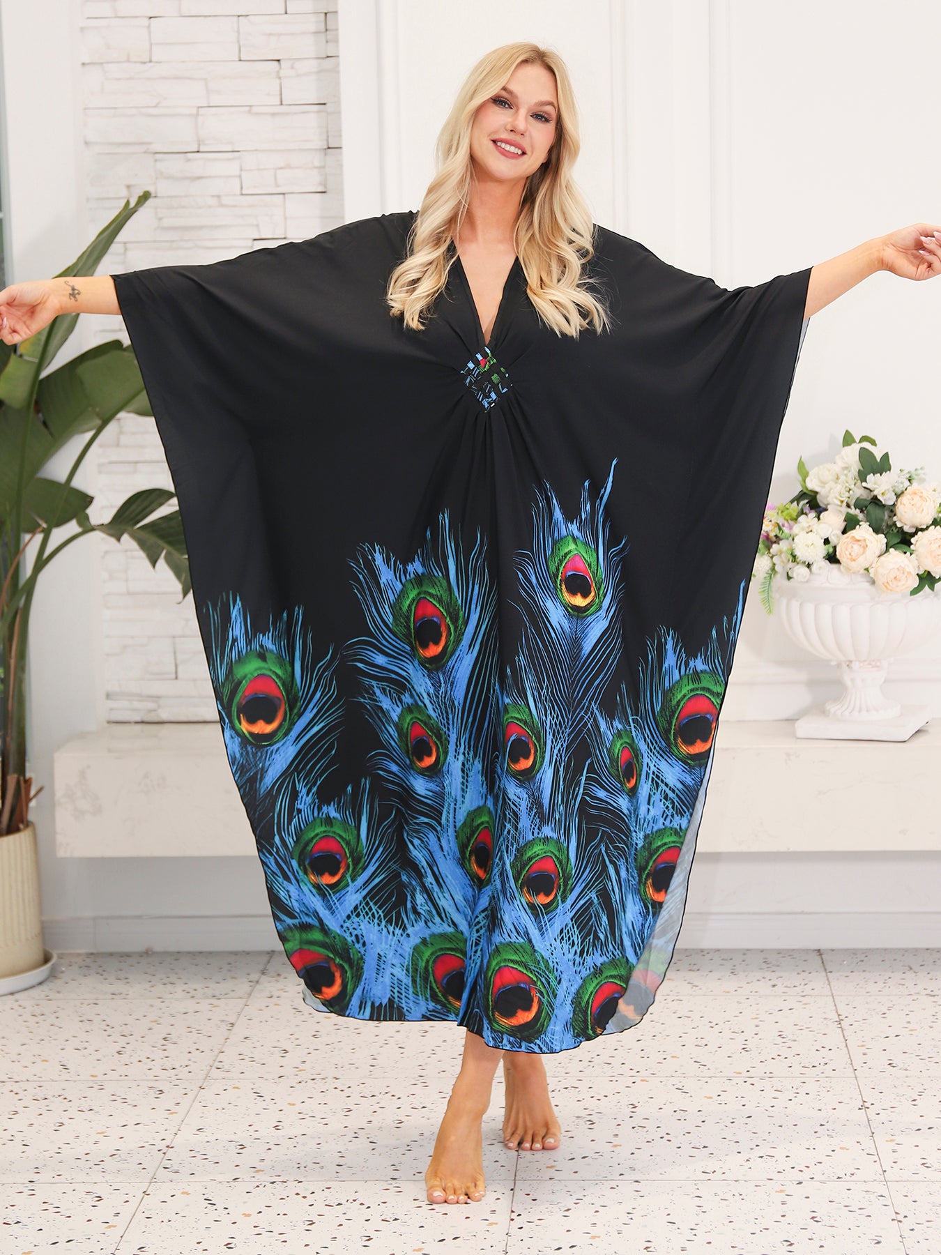 Midnight Peacock Kaftan